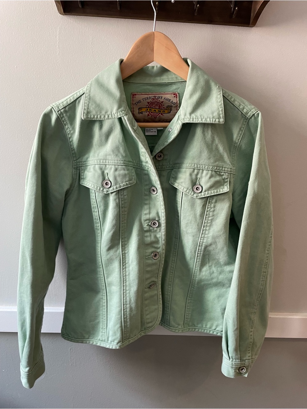 The Territory Ahead Light Spring Green Denim Jean Jacket
